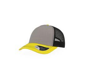 ATLANTIS AT180 - Casquette Rapper en coton canvas Grey / Bright Yellow / Black