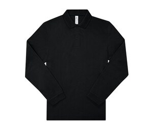 B&C BCU425 - Long-sleeved fine piqué poloshirt Black