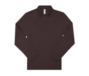 B&C BCU425 - Long-sleeved fine piqué poloshirt Roasted Coffee