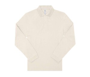 B&C BCU425 - Long-sleeved fine piqué poloshirt Off White