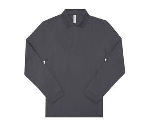 B&C BCU425 - Long-sleeved fine piqué poloshirt Dark Grey