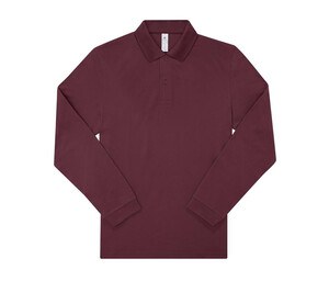 B&C BCU425 - Long-sleeved fine piqué poloshirt Burgundy