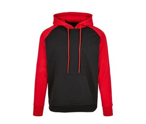 BUILD YOUR BRAND BYB005 - BASIC RAGLAN HOODY Black / Red